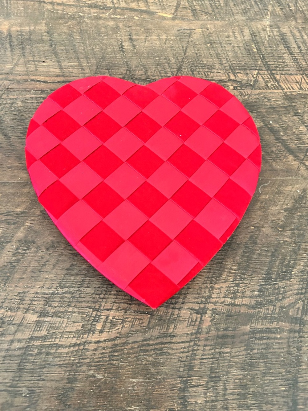 Large Red Checkered Ribbon Woven Godiva Chocolate Gift Box
